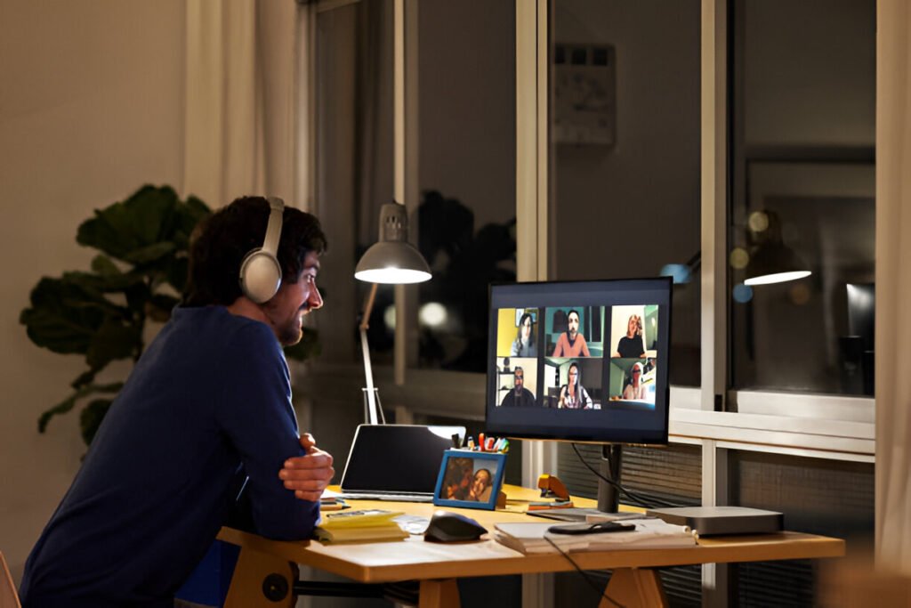 remote worker using the best lighting for video calls