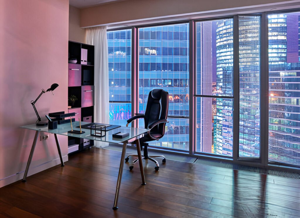 home office interrior for a blog banner illustarting  home office setup mistakes